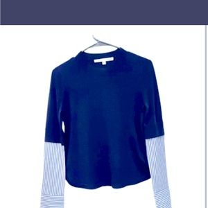 NWOT Veronica Beard Roscoe Mixed Media pullover merino wool sweater small